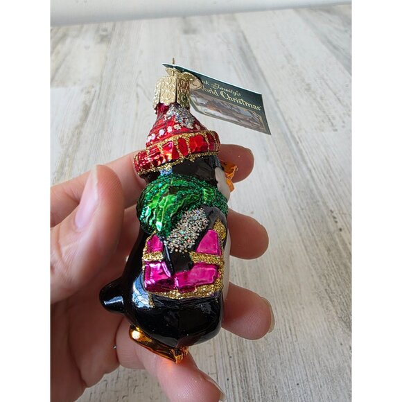 OWC old world perky penguin bird glass ornament glitter Xmas tree zoo - Picture 5 of 8